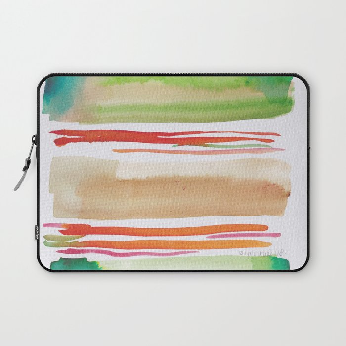 5   |181026 Lines & Color Block | Watercolor Abstract | Modern Watercolor Art Laptop Sleeve
