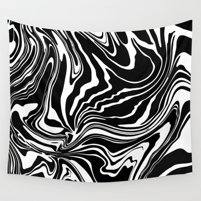 Black N White Modern Graphic Marble Wall Tapestry