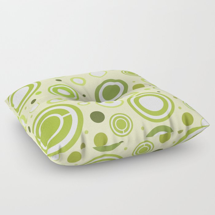 Abstract pattern with circles and rings in a gentle green tone Floor Pillow