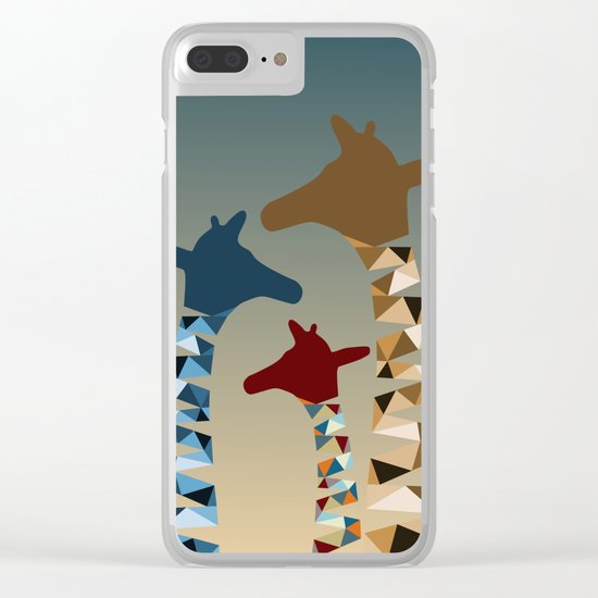 Abstract Colored Giraffe Family Clear iPhone Case