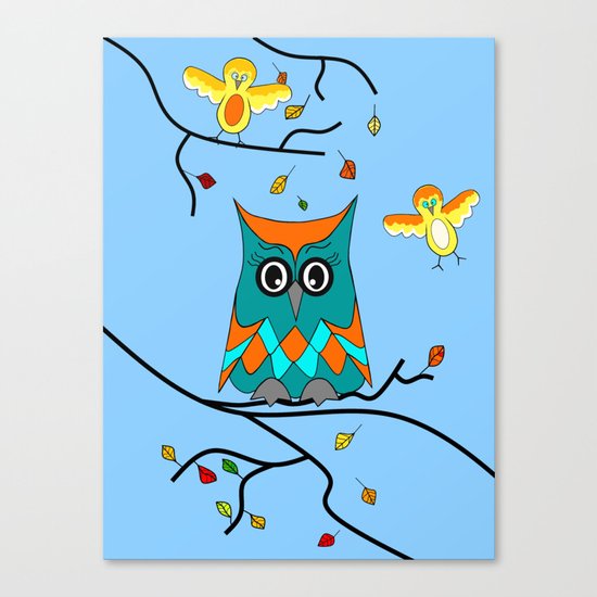 Owl And Birds Canvas Print