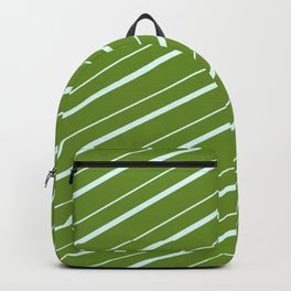 [ Thumbnail: Green & Light Cyan Colored Stripes/Lines Pattern Backpack ]