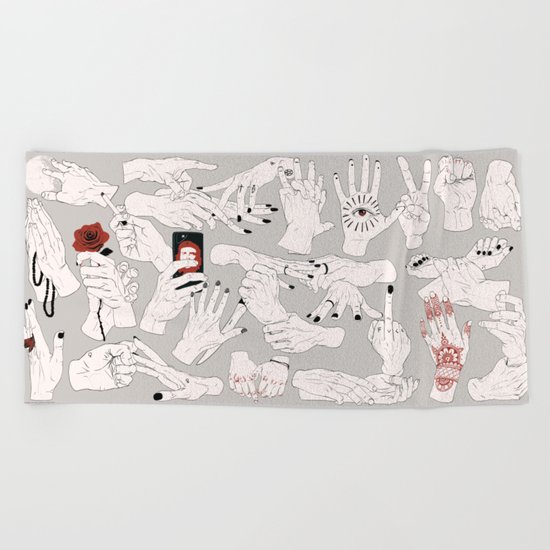Hands / Composition - Gray version Beach Towel