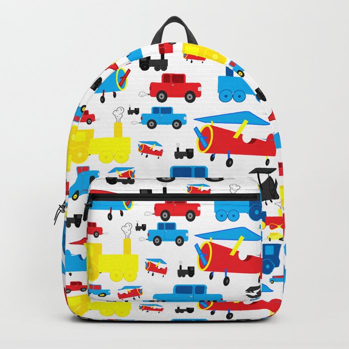 Cute Colorful Planes, Trains and Cars Pattern Backpack