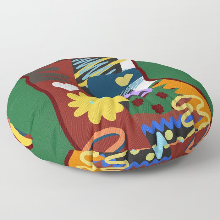 Abstract cat meow 2 Floor Pillow