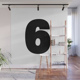 6 (Black & White Number) Wall Mural