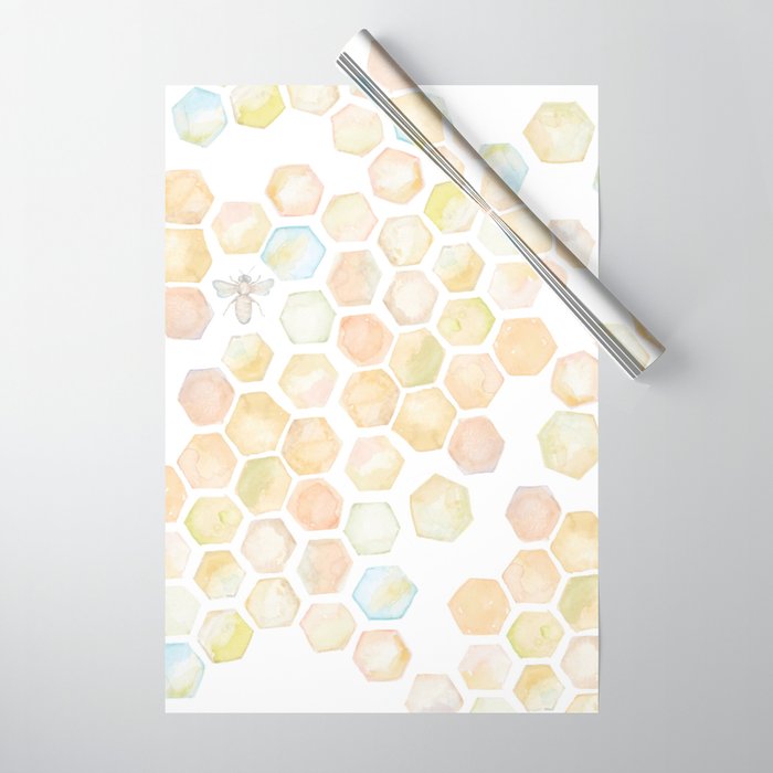 Bee and honeycomb watercolor Wrapping Paper