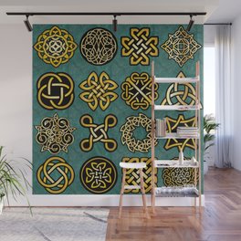 65 MCMLXV Green Celctic Symbols Pattern Wall Mural