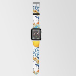 Tiles,mosaic,azulejo,quilt,Portuguese,majolica,lemons,citrus. Apple Watch Band