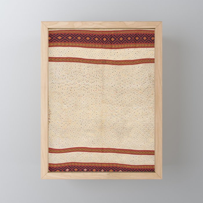 Antique Afghan Ivory Kilim Carpet Vintage Earth Tone Rug Framed Mini Art Print
