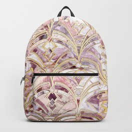 Dusty Rose and Coral Art Deco Marbling Pattern Backpack