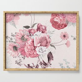 Pink Floral Bouquet Serving Tray
