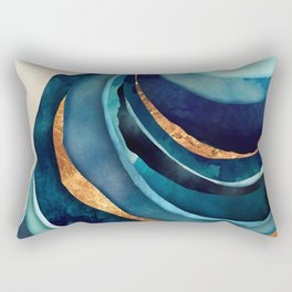 Abstract Blue with Gold Rectangular Pillow