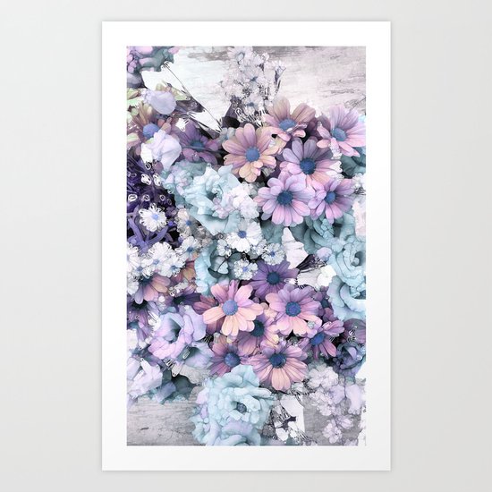 Pastel vintage floral Art Print