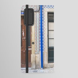 Three doors art print - Lisbon Alfama blue green azulejos - street and travel photography Android Wallet Case