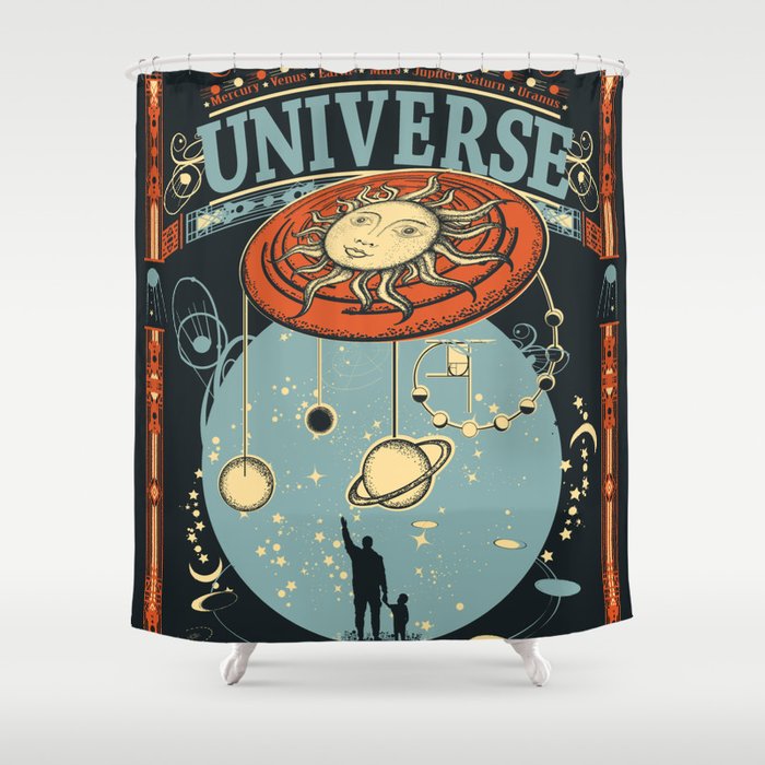 Human and Universe Shower Curtain