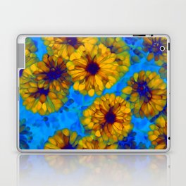 Yellow Blue floral bloom summer design Laptop Skin