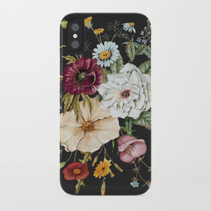 colorful wildflower bouquet on charcoal black iphone case