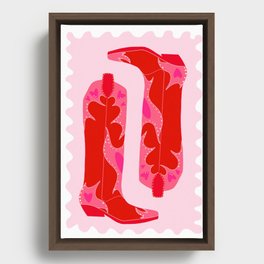 Pink and red Cowgirl Boots Print Framed Canvas