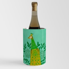 Peacock and Flower - Green and Emerald Wine Chiller