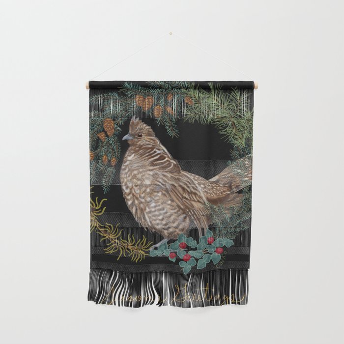 Forest Grouse "Season's Greetings" Wall Hanging