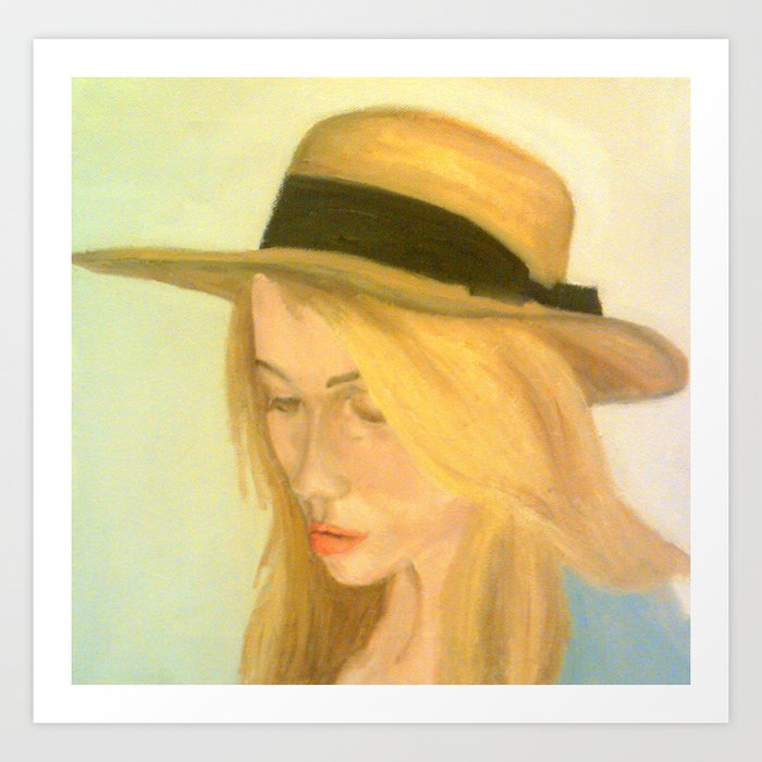 The Woman In The Straw Hat Art Print By Peterpaints Society6