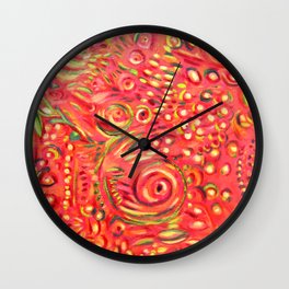 DANCE in CIRCLES, pink abstract oil painting Wall Clock
