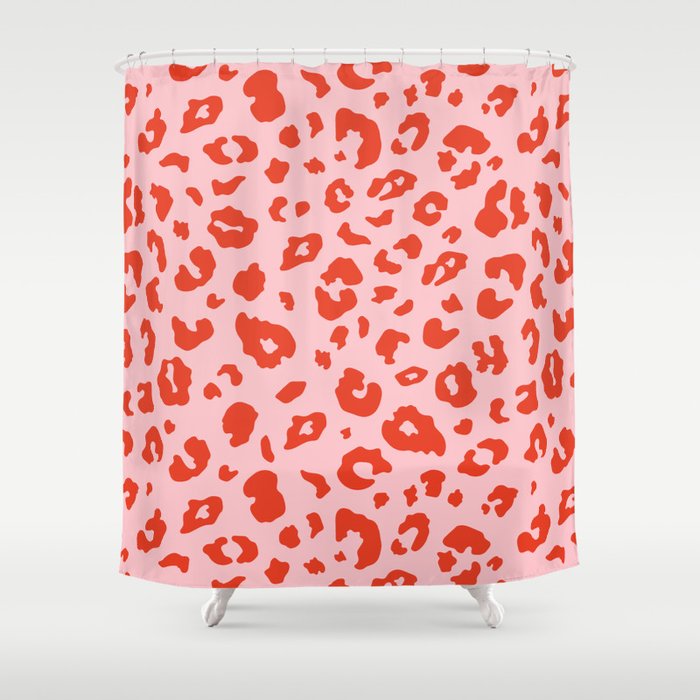 Red + Pink Leopard Spots (xii 2021) Shower Curtain