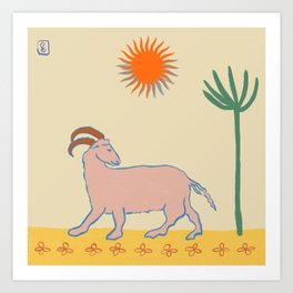 ARIES Art Print | Zodiac, Horoscope, Illustration, Sandrapoliakov, Palmtree, Pastel, Animal, Red, Birthday, Pink 