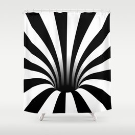 Optical Illusion Op Art Radial Stripes Warped Black Hole Shower Curtain