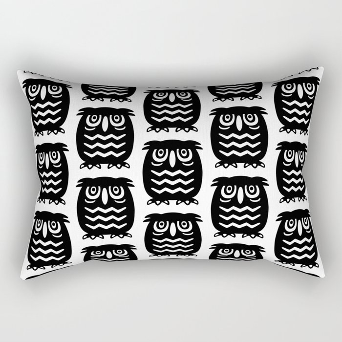 Mid Century Owl Pattern Rectangular Pillow