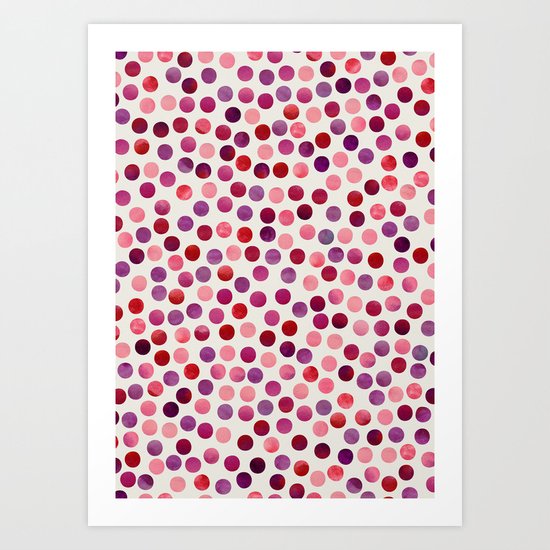 Watercolor Dots_Berry by zJacqueline and Garima Art Print