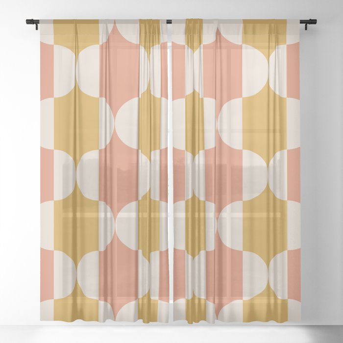 Mid Century Modern Geometric Sheer Curtain
