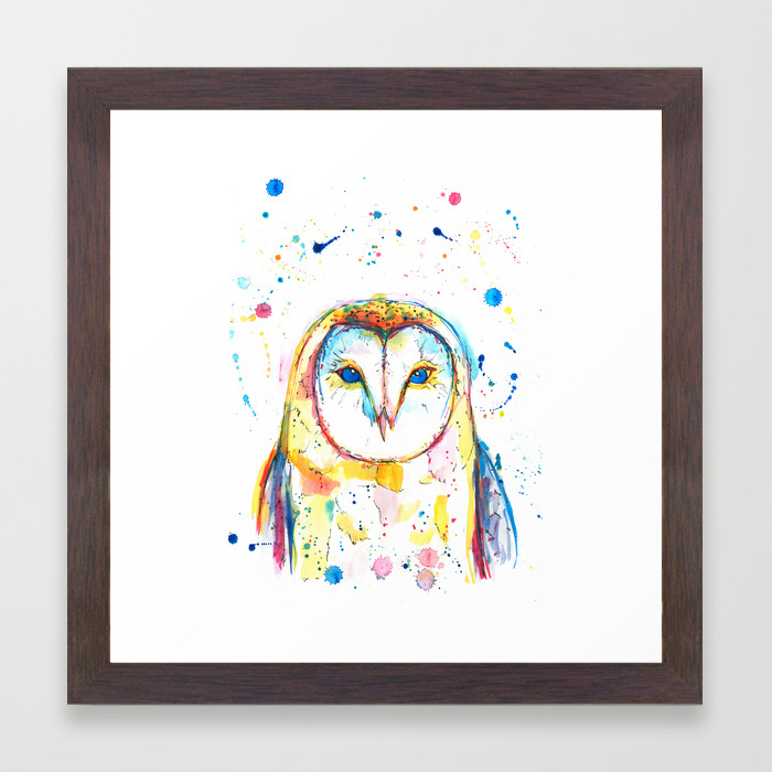 Barn Owl Watercolor Painting Framed Art Print By