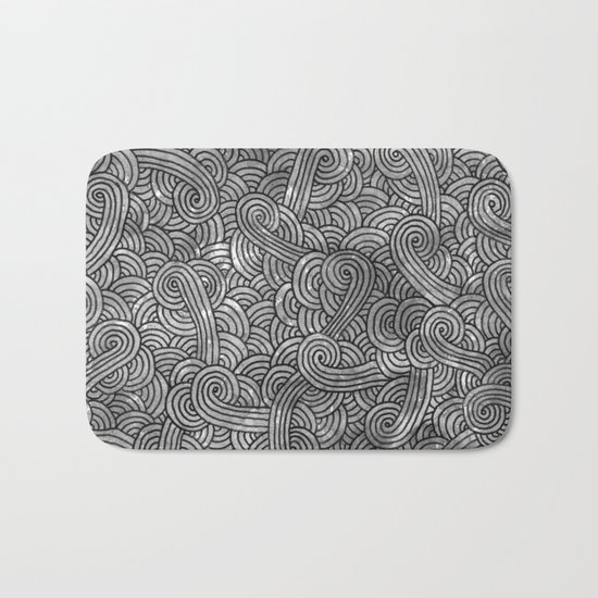 Grey and black swirls doodles Bath Mat