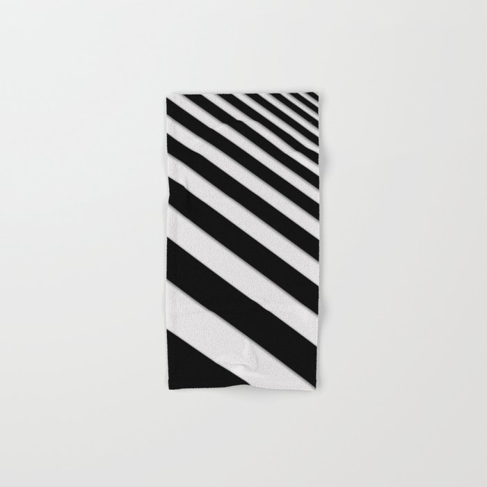 Perspective Solid Lines - Black and White Stripes - Digital Illustration - Artwork Hand & Bath Towel