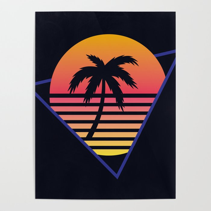 80s Inspired Synthwave Sunset Design - Synthwave Retrowave Dreamwave -  Sticker