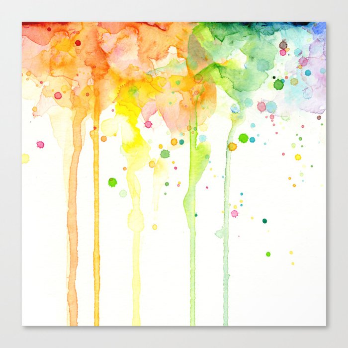 Rainbow Watercolor Pattern Texture Canvas Print