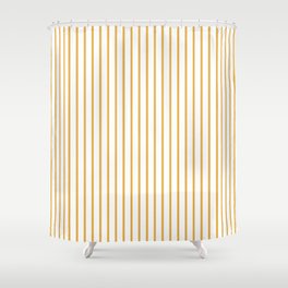 Marigold Yellow Pinstripe on White Shower Curtain