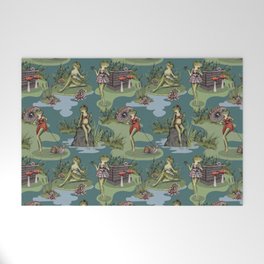 Vintage Pin-Up Girl Frogs Welcome Mat