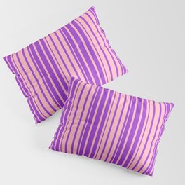 [ Thumbnail: Dark Orchid & Light Pink Colored Lined Pattern Pillow Sham ]