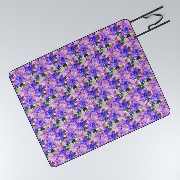 Purple vintage flowers pattern  Picnic Blanket