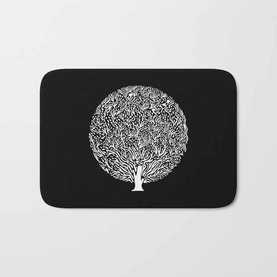 Black and White Tree Bath Mat