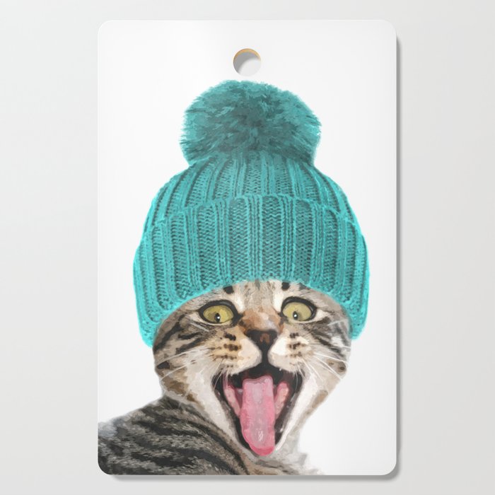Cat with hat illustration Cutting Board