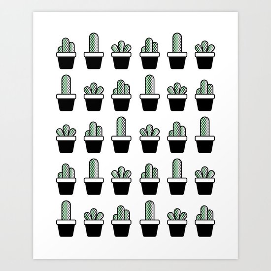 Cactus Plants Pattern Art Print