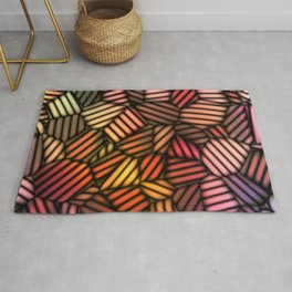 Colourful Vintage Retro Leaves Pattern Area & Throw Rug