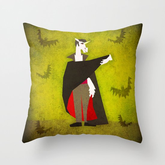 Dracula Unicorn Throw Pillow