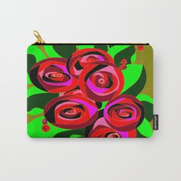 A Bouquet of Roses with Black Petals and Buds of Red Carry-All Pouch