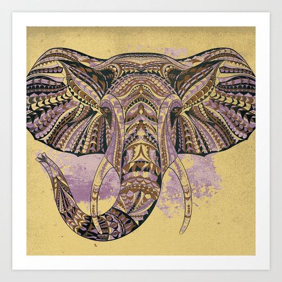 Grunge Ethnic Elephant Art Print