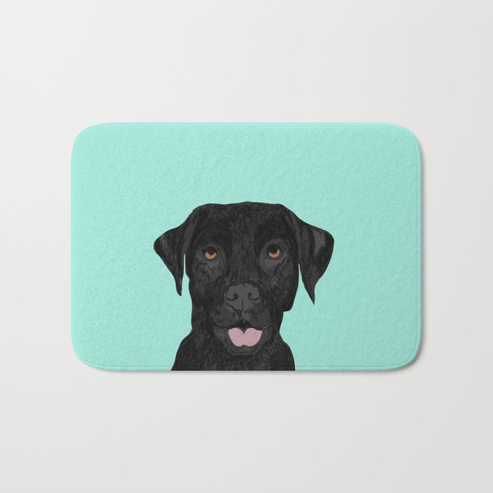 Black Labrador pet portrait dog breed art print cute dog gifts for black lab owners Bath Mat